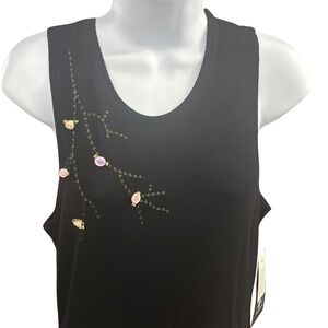 Ronni Nicole Maxi Dress Black Sleeveless Floral Applique‎ Knit Size 8 Y2K